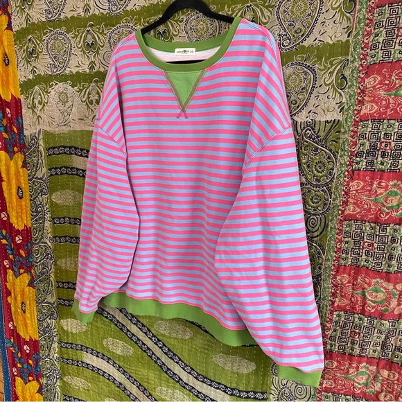 NWOT Natural Life Taffy Twist Oversized Striped Crewneck Size Large/ Extra Large - Picture 6 of 14